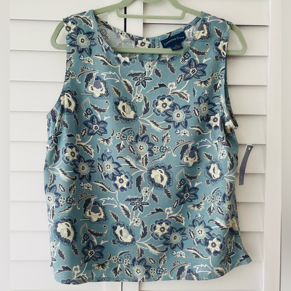 Charter Club Back Button Up Blue Top - Size 16 NWT